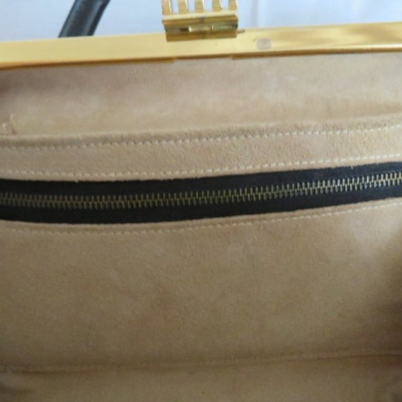 Vintage 60's Hardshell HANDBAG Suede Interior (734) - Picture 6 of 6